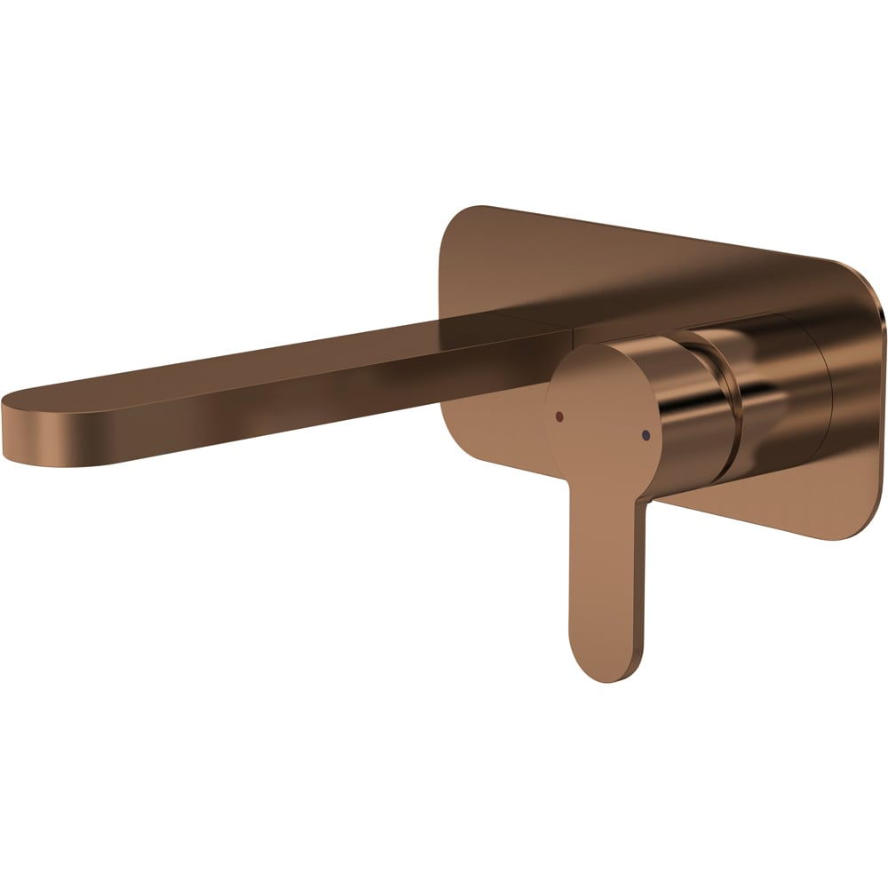 nuie Arvan Brushed Bronze Wall Mounted 2 Tap Hole Basin Mixer with Plate