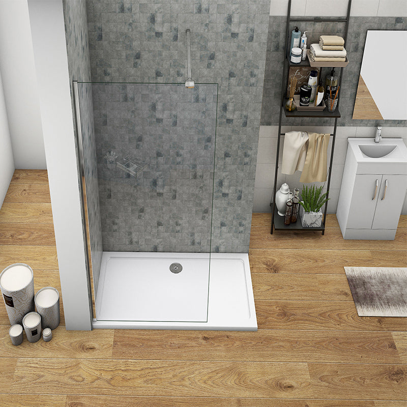 Aira 700mm Walk-In Shower Panel Wetroom 8mm Easy Clean Nano Glass Shower Screen