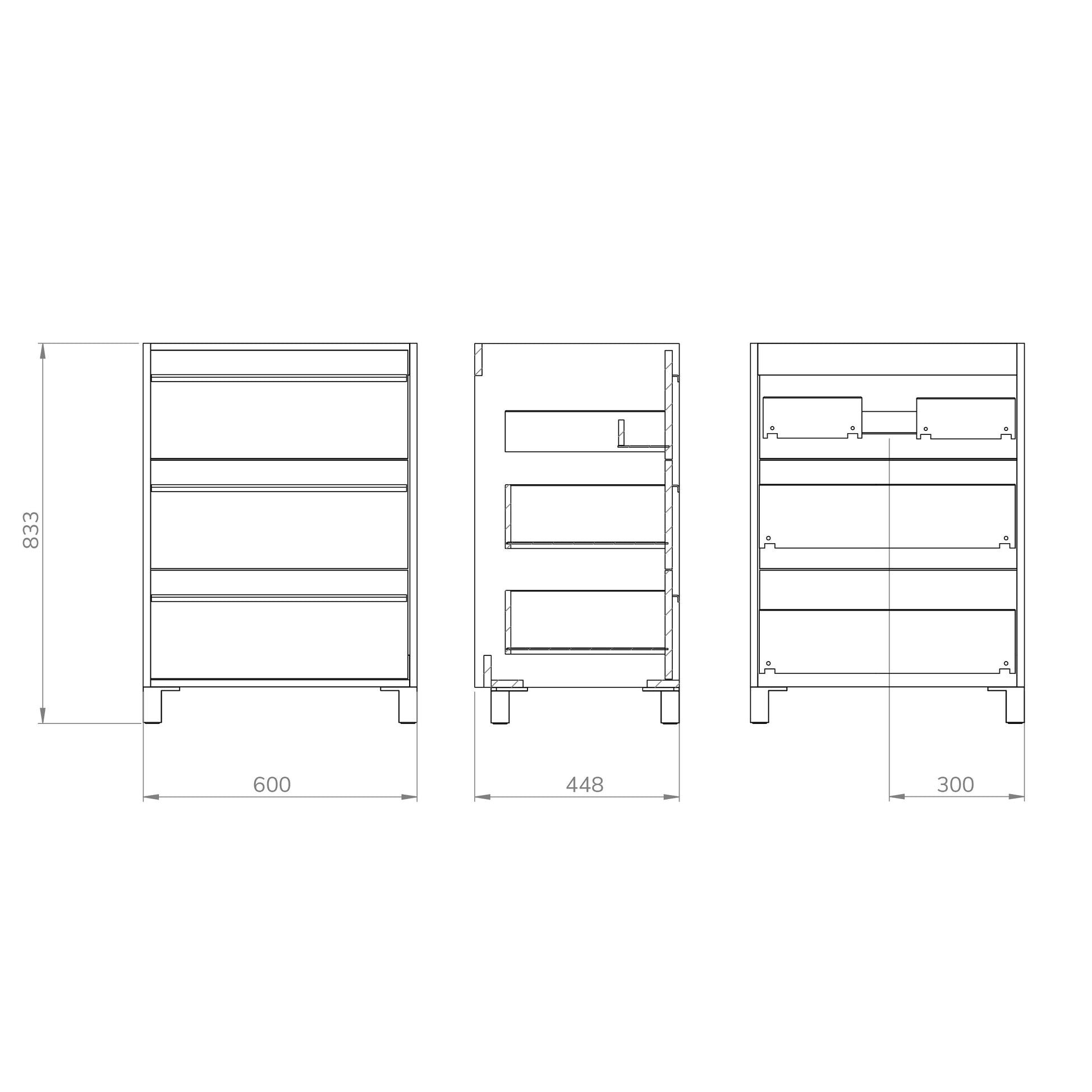 Mattila Noir 600mm Floorstanding Vanity Unit with Matt Black Handles - Rustic Oak