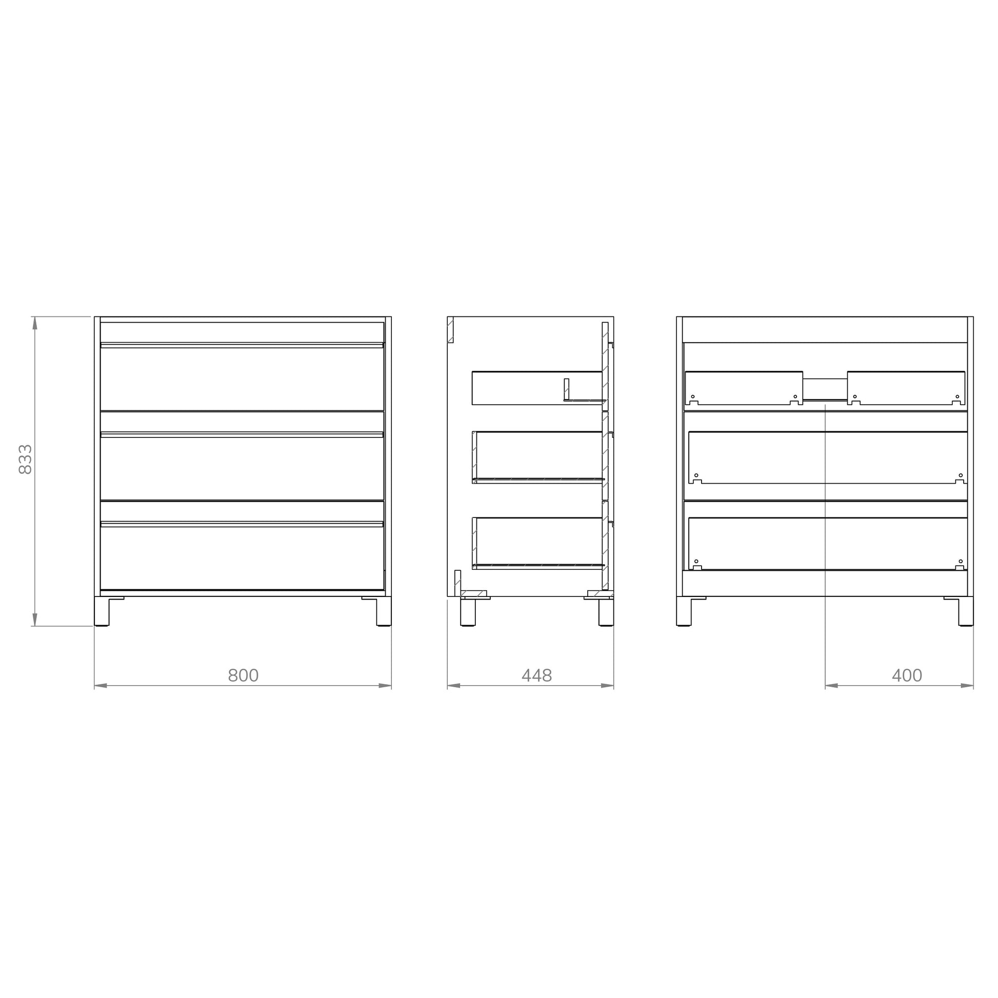 Mattila Noir 800mm Floorstanding Vanity Unit with Matt Black Handles - Rustic Oak