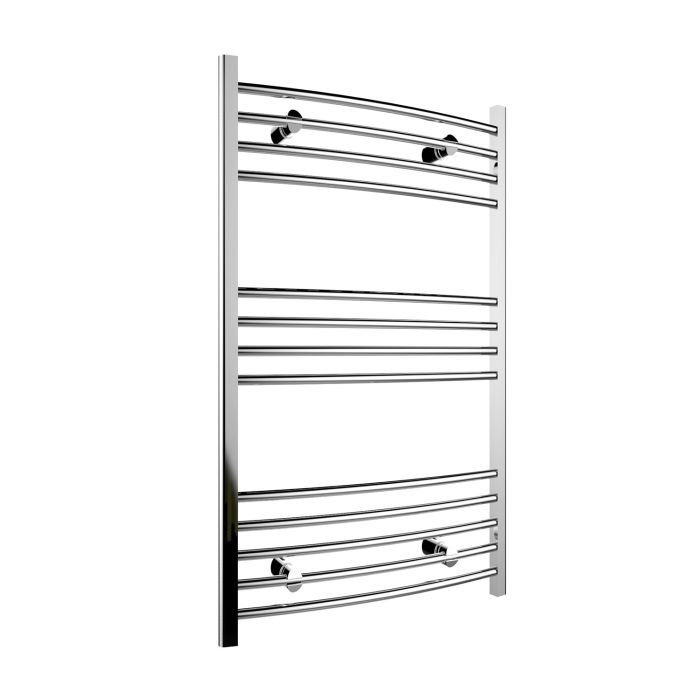 NILE 1000 x 600mm Curved Chrome Heated Bathroom Towel Ladder Radiator Rail