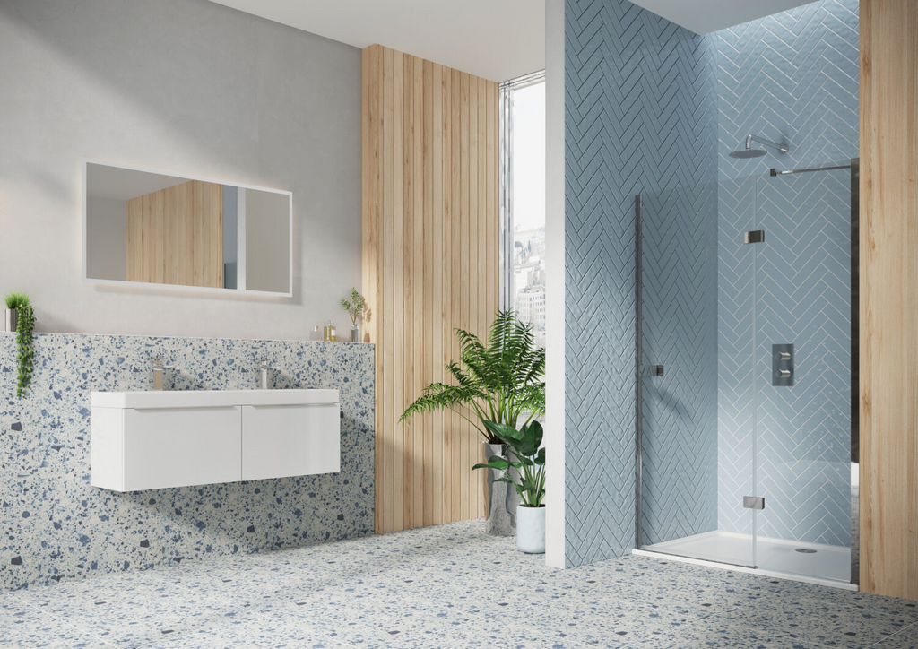 Scudo Athena 900mm Hinged Inline Chrome Shower Door