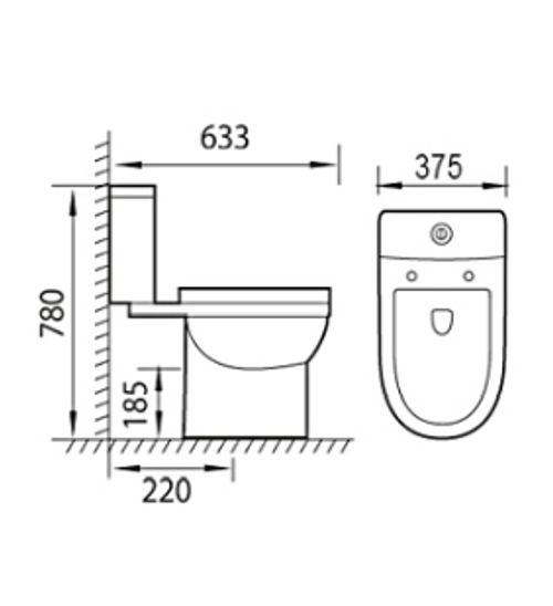 Pure Open Back Close Coupled Toilet with Soft Close Seat