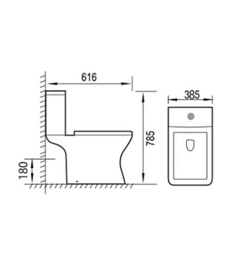 Fusion Open Back Close Coupled Toilet with Soft Close Seat