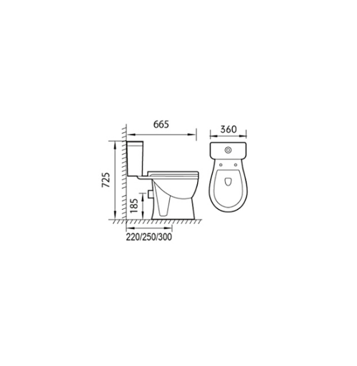 Pure Open Back Round Close Coupled Toilet with Soft Close Seat