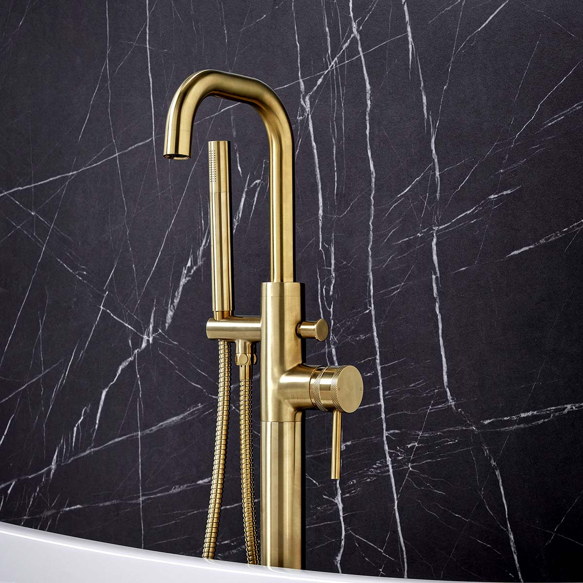 Legacy Core Freestanding Bath Shower Mixer Brushed Brass