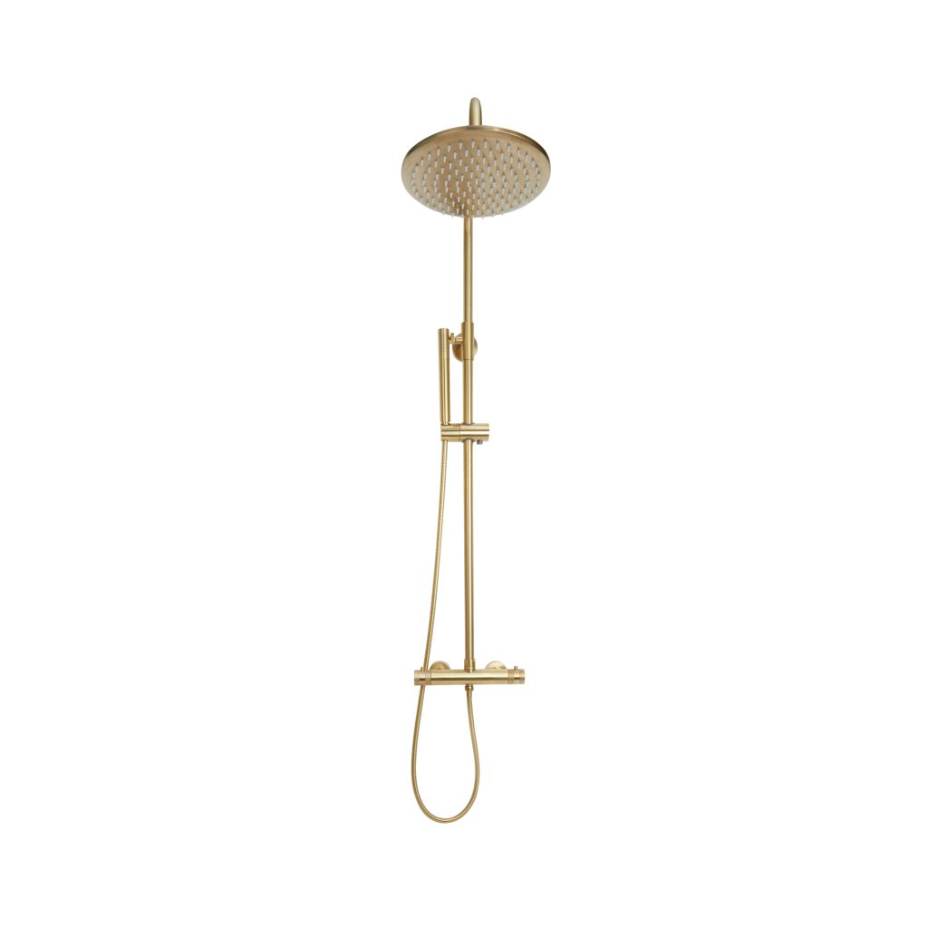Haven Exposed Brushed Brass Round Rigid Riser Shower