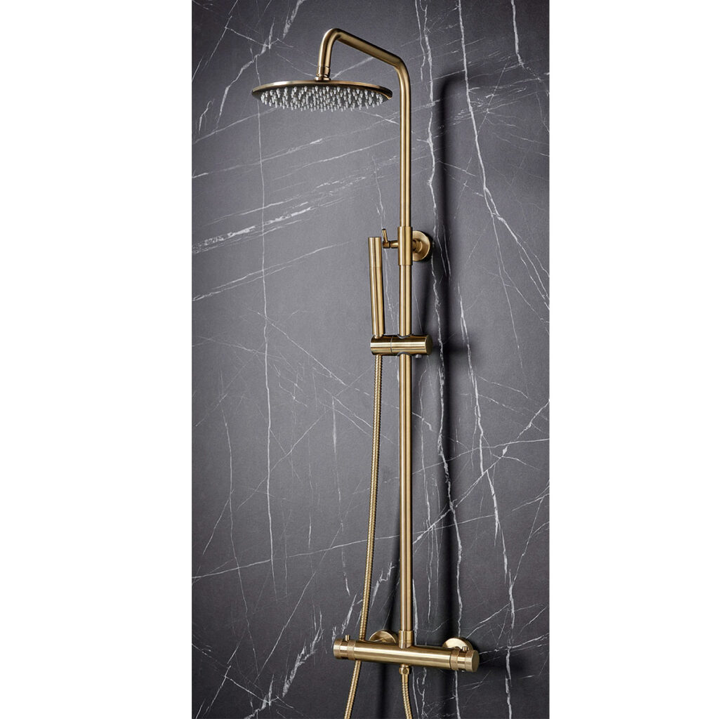 Haven Exposed Brushed Brass Round Rigid Riser Shower