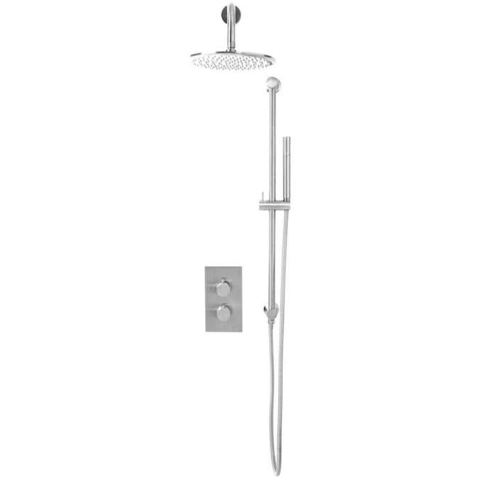 Nile Chrome Round Handle, Head & Handset Riser Kit Concealed Shower