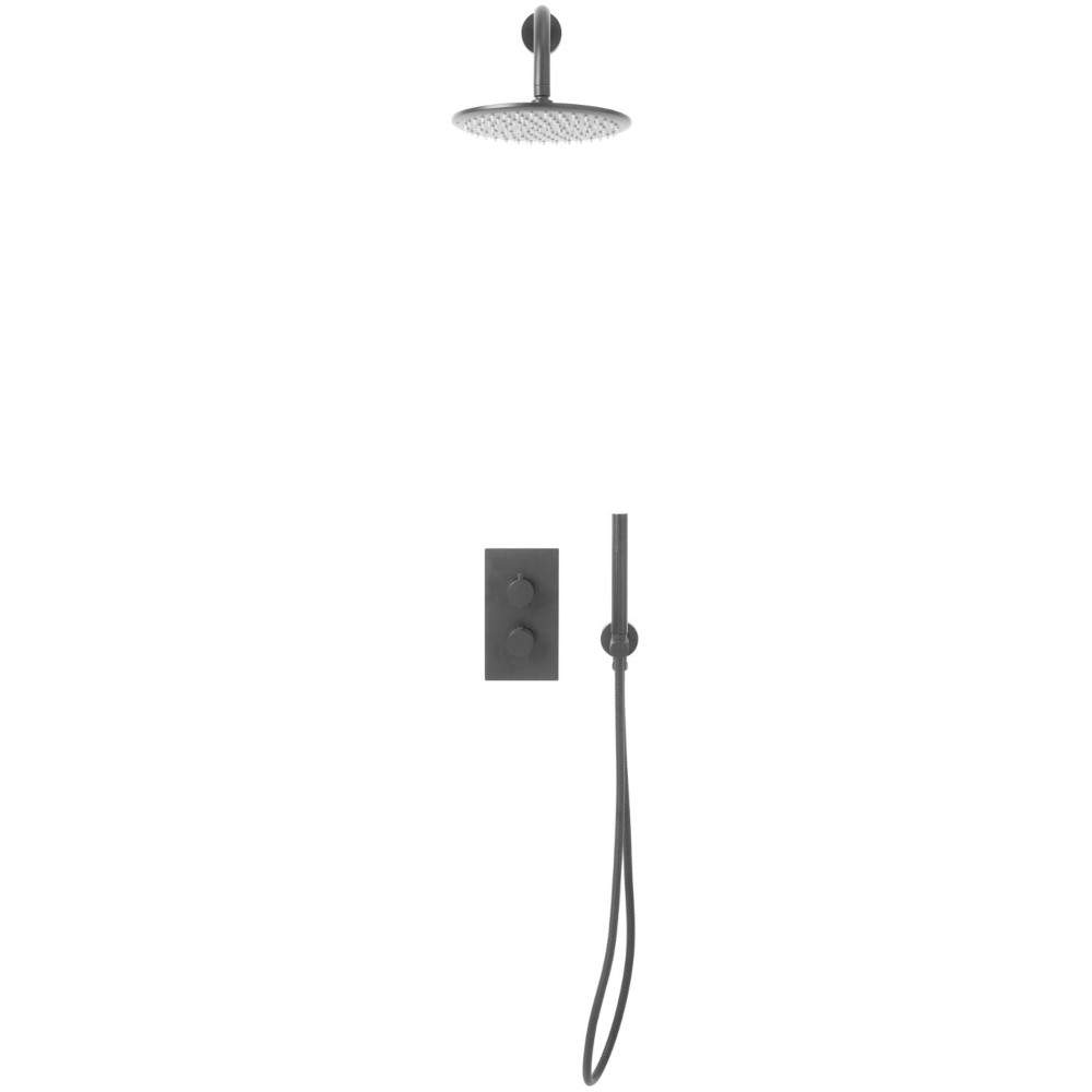 Vose Gunmetal Round Handle, Handset & Mounting Bracket Concealed Shower