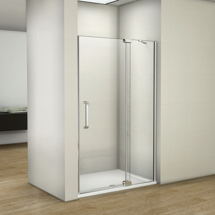 Aira 800mm Frameless In-Line Pivot Shower Door Chrome