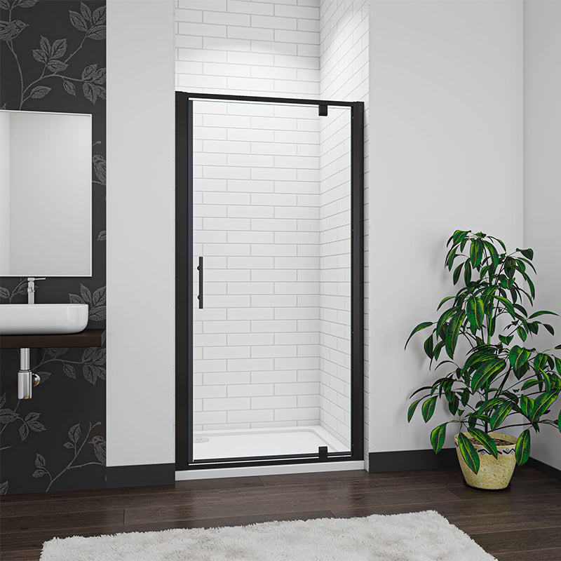 Aira 760mm Framed Black Pivot Shower Door