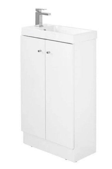 Rabat Duo 495mm Floorstanding Bathroom Vanity Unit & Basin - Gloss White
