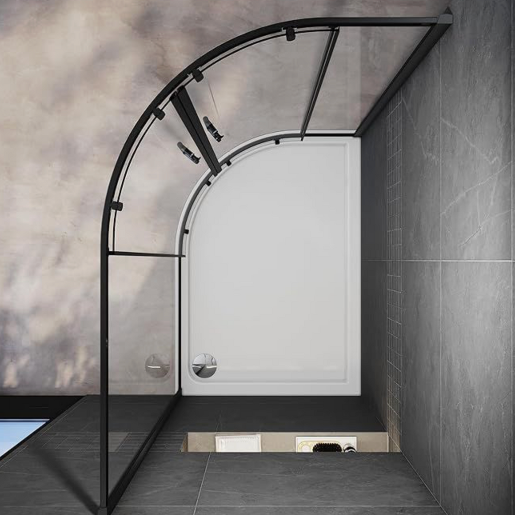 NILE Black Offset Quadrant Shower Enclosure 5mm Tempered Glass 1200 x 800mm