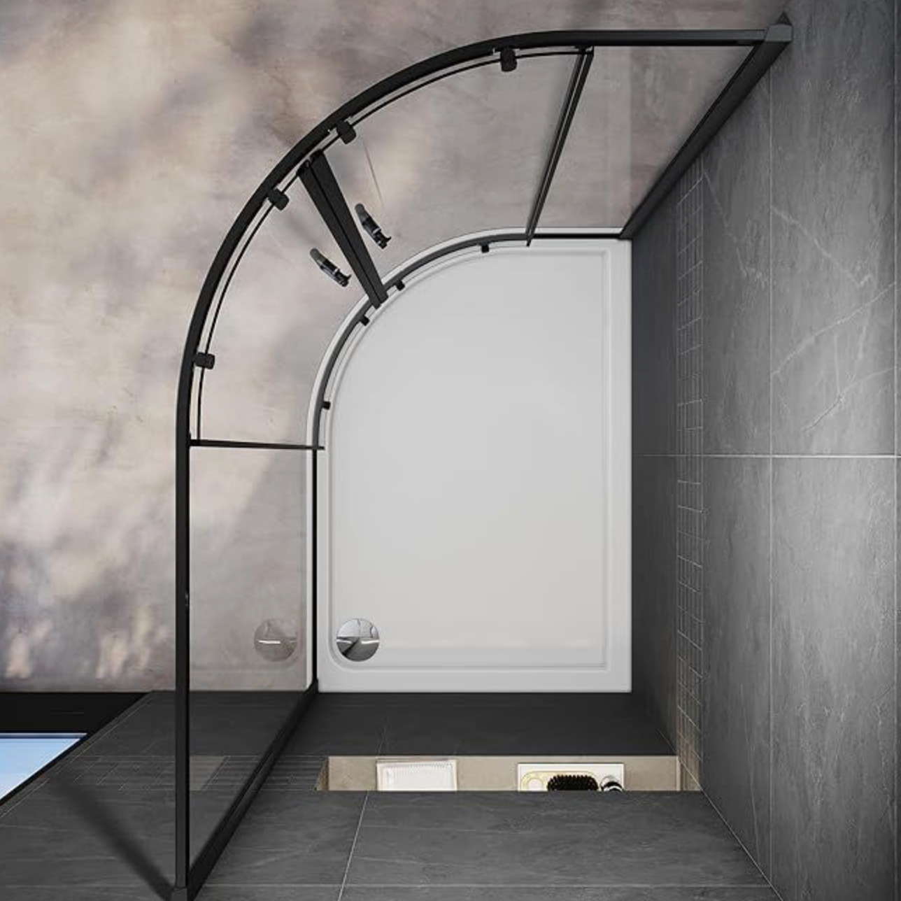 NILE Black Offset Quadrant Shower Enclosure 5mm Tempered Glass 1200 x 800mm