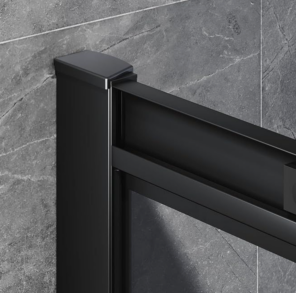 NILE Black Offset Quadrant Shower Enclosure 5mm Tempered Glass 1200 x 800mm