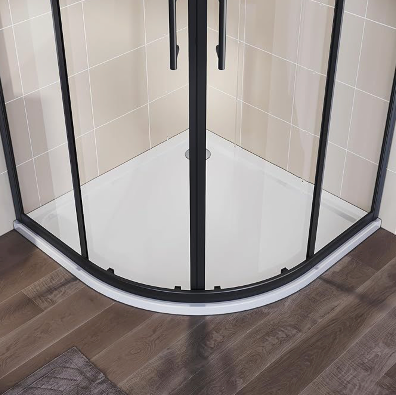 NILE Black Quadrant Shower Enclosure 5mm Tempered Glass 900 x 900mm with Acrylic Shower Tray