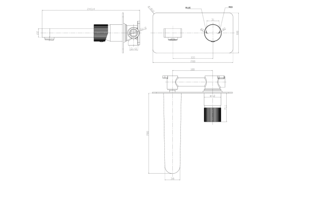 KOKO Matt Black Wall Mounted Mixer