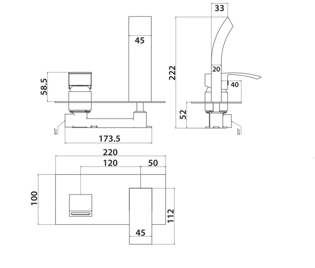 Descent Matt Black Wall Mounted Basin Mixer