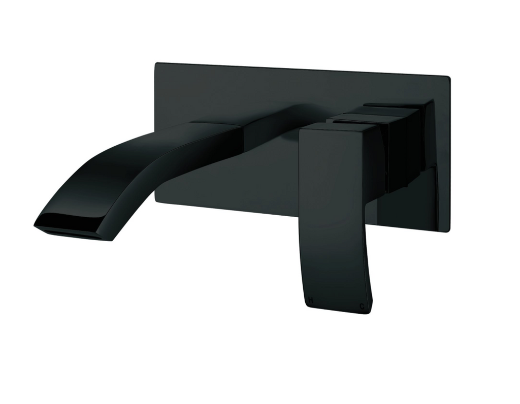 Descent Matt Black Wall Mounted Basin Mixer