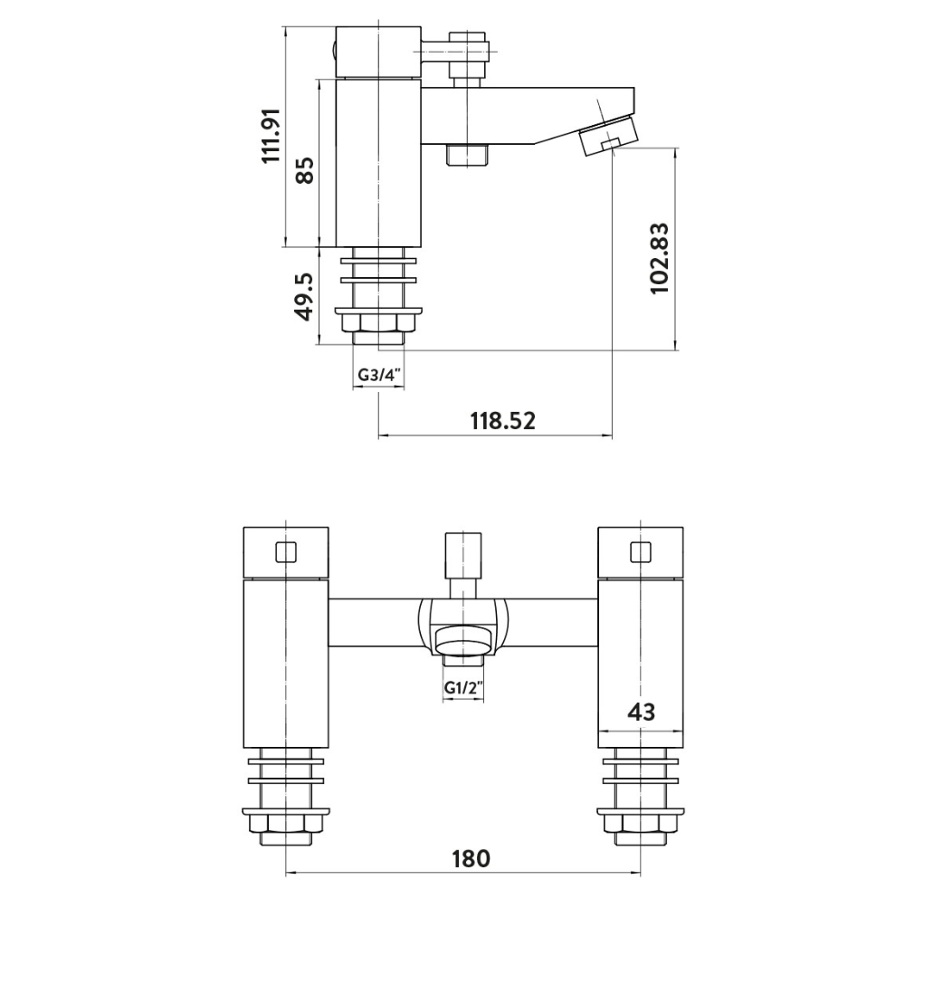 Forme Bath Shower Mixer with Shower Kit