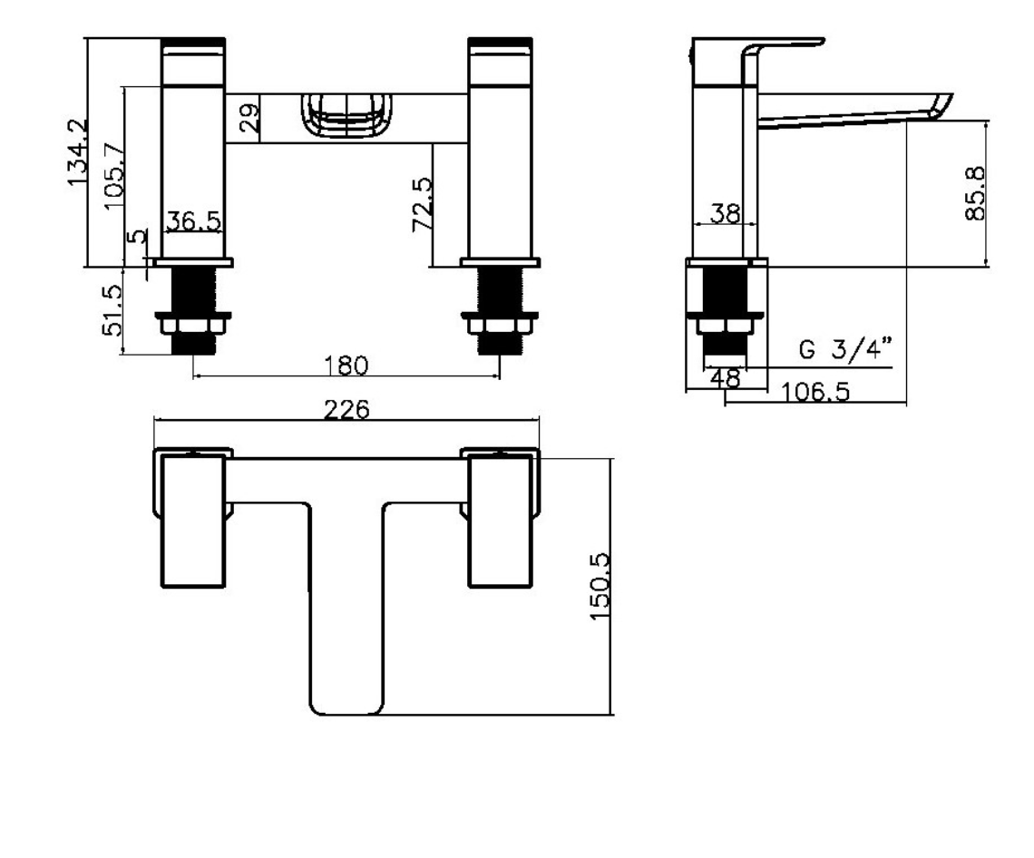Muro Chrome Bath Filler