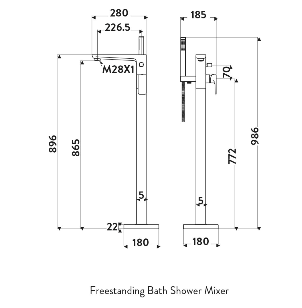 Muro Freestanding Bath Shower Mixer