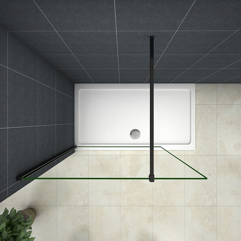 Aira 1000mm Black Walk-In Shower Panel Wetroom 8mm Easy Clean Nano Glass Shower Screen