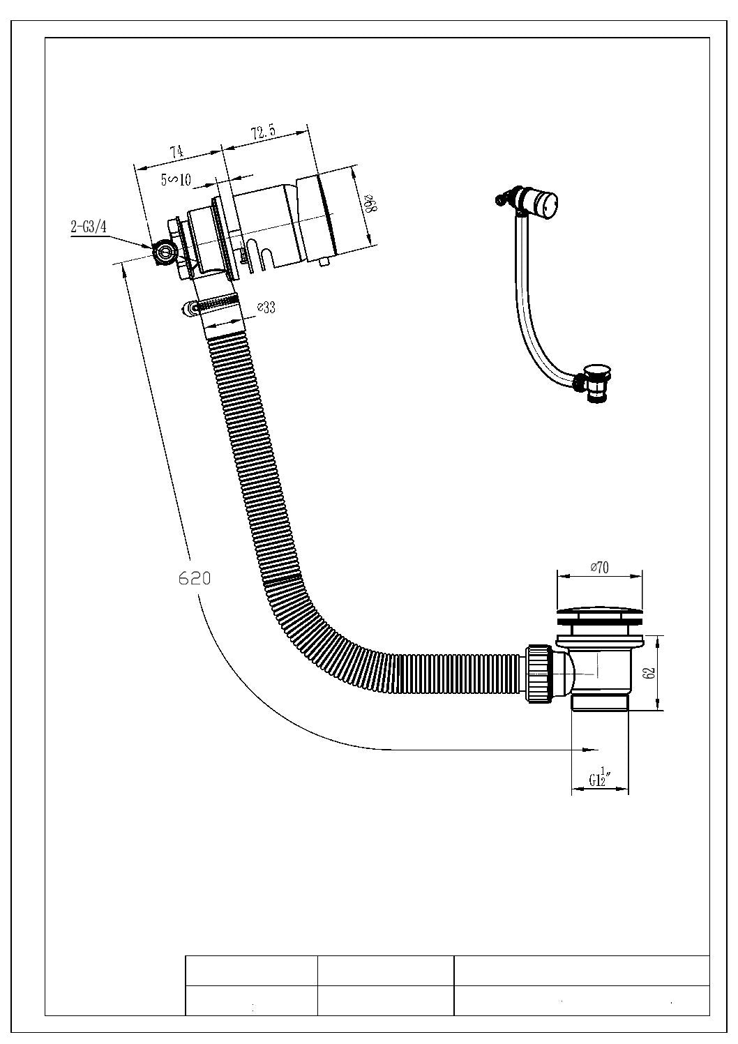 LEGACY Bath Filler Overflow with Click Clack Waste Chrome