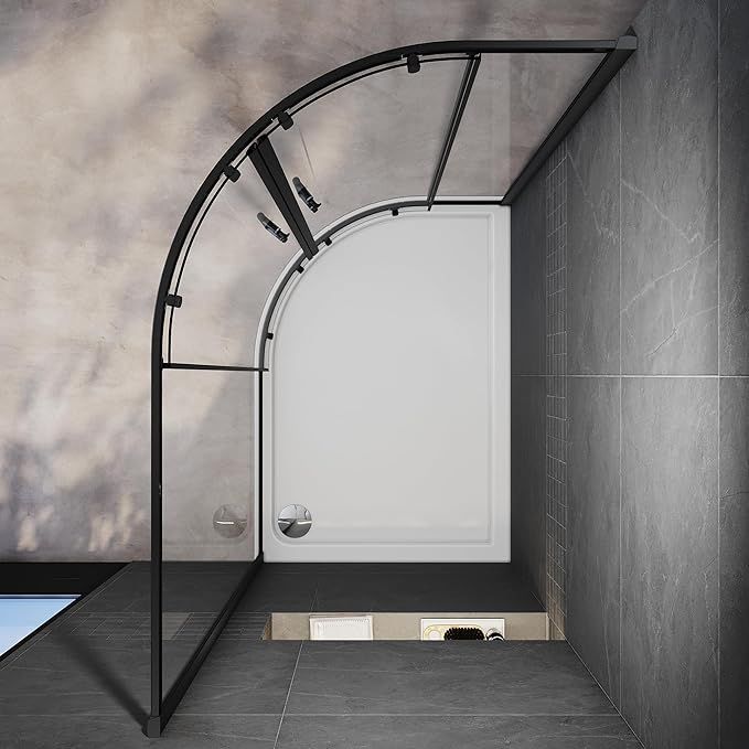 NILE 800 x 800mm Quadrant/Offset Shower Enclosure Black Shower Cubicle
