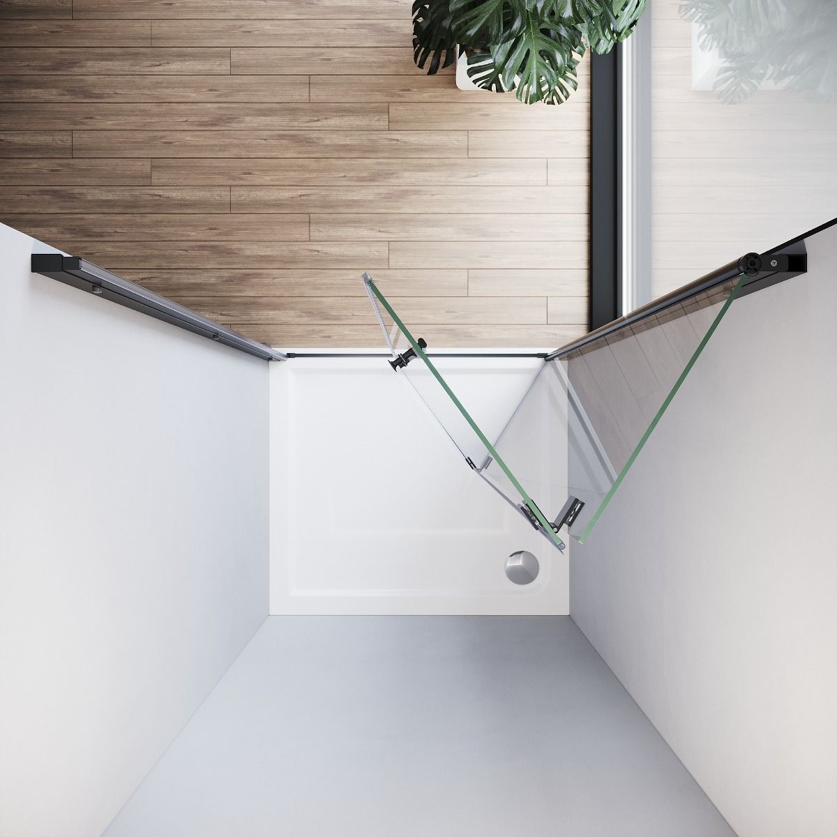 Aira 760mm Frameless Matt Black Bifold Shower Door 5mm Glass