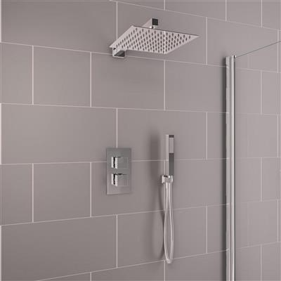 Nile Square Concealed Thermostatic Shower Bundle with Shower Head, Valve & Handset - Chrome