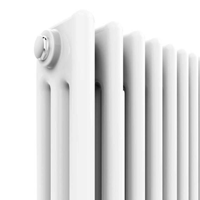 NILE 1800x465mm Traditional Radiator Cast Iron Style White Vertical Radiator 3 Columns