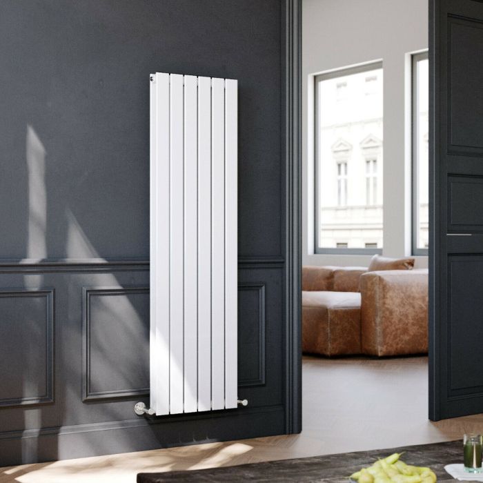 NILE 1600 x452mm Vertical Column Designer Double White Flat Panel Radiator