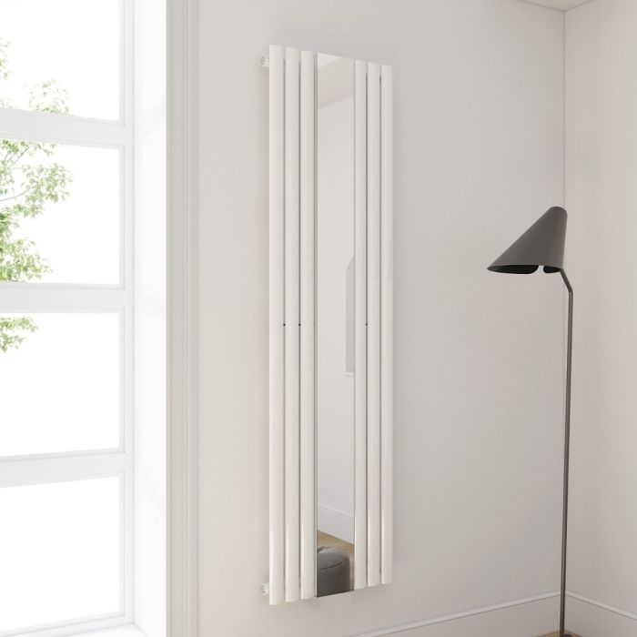 NILE White 1800x500mm Vertical Oval Single Panel Mirror Radiator