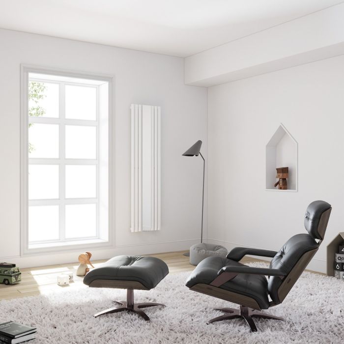 NILE White 1800x500mm Vertical Oval Single Panel Mirror Radiator