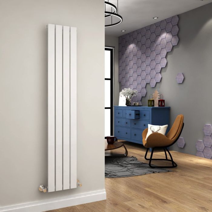 NILE 1800 x300mm Vertical Designer Single White Flat Panel Column Radiator