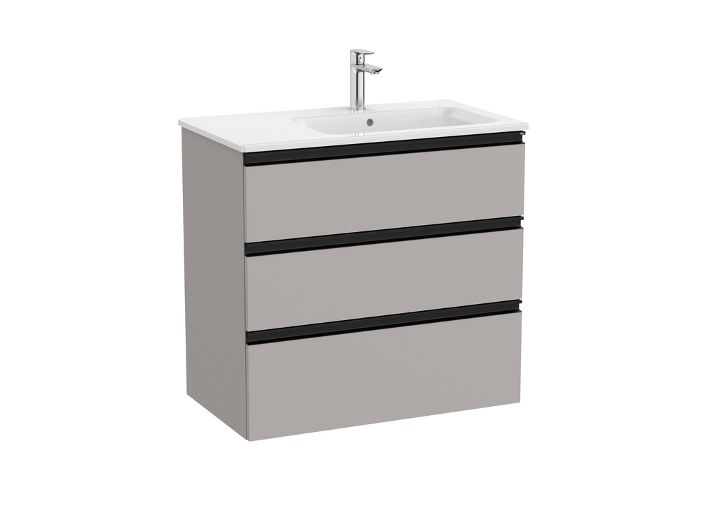 Roca The Gap 800mm 3 Drawer Right Hand Floor Standing Vanity Unit - Matt Grey