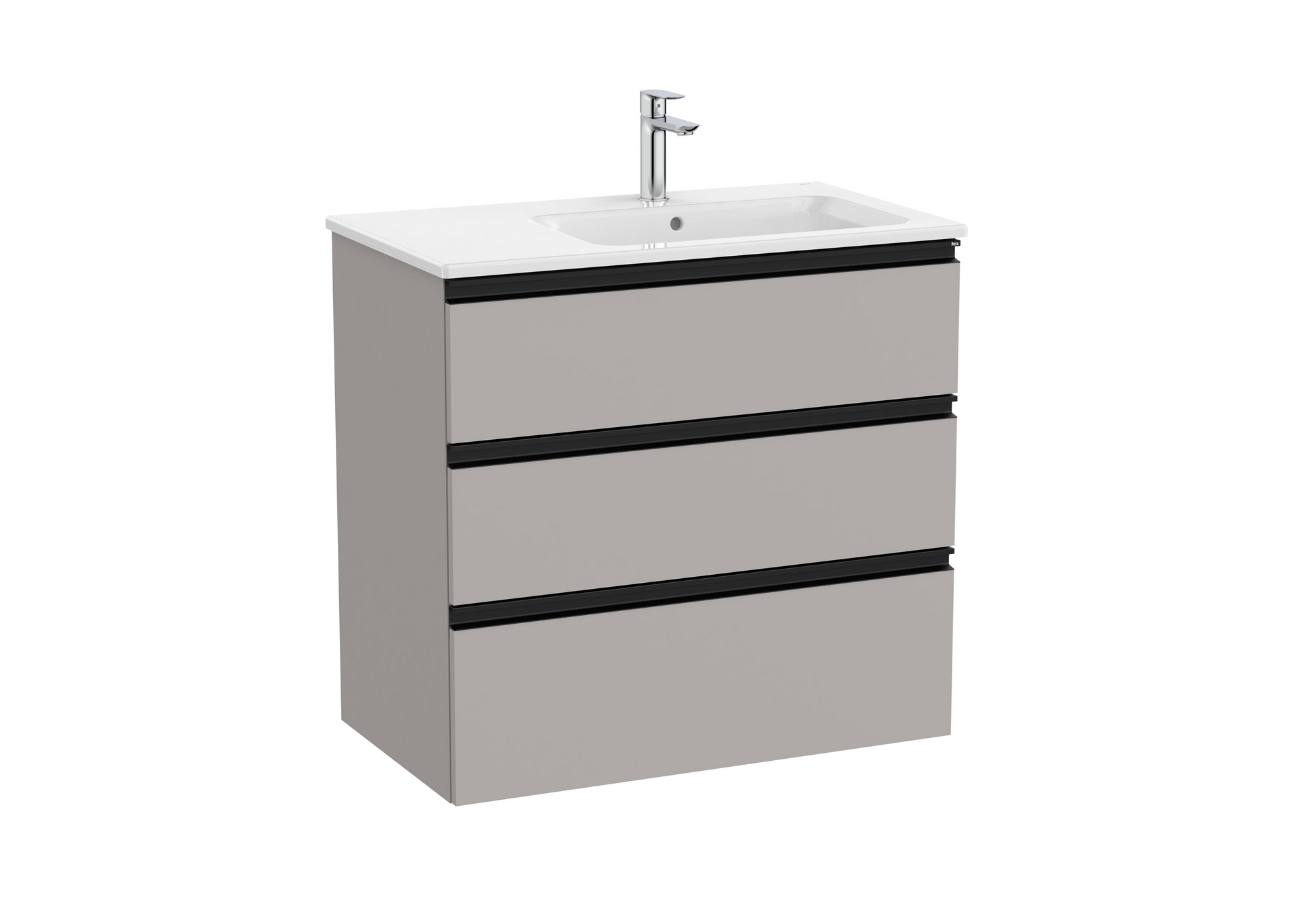 Roca The Gap 800mm 3 Drawer Right Hand Floor Standing Vanity Unit - Matt Grey