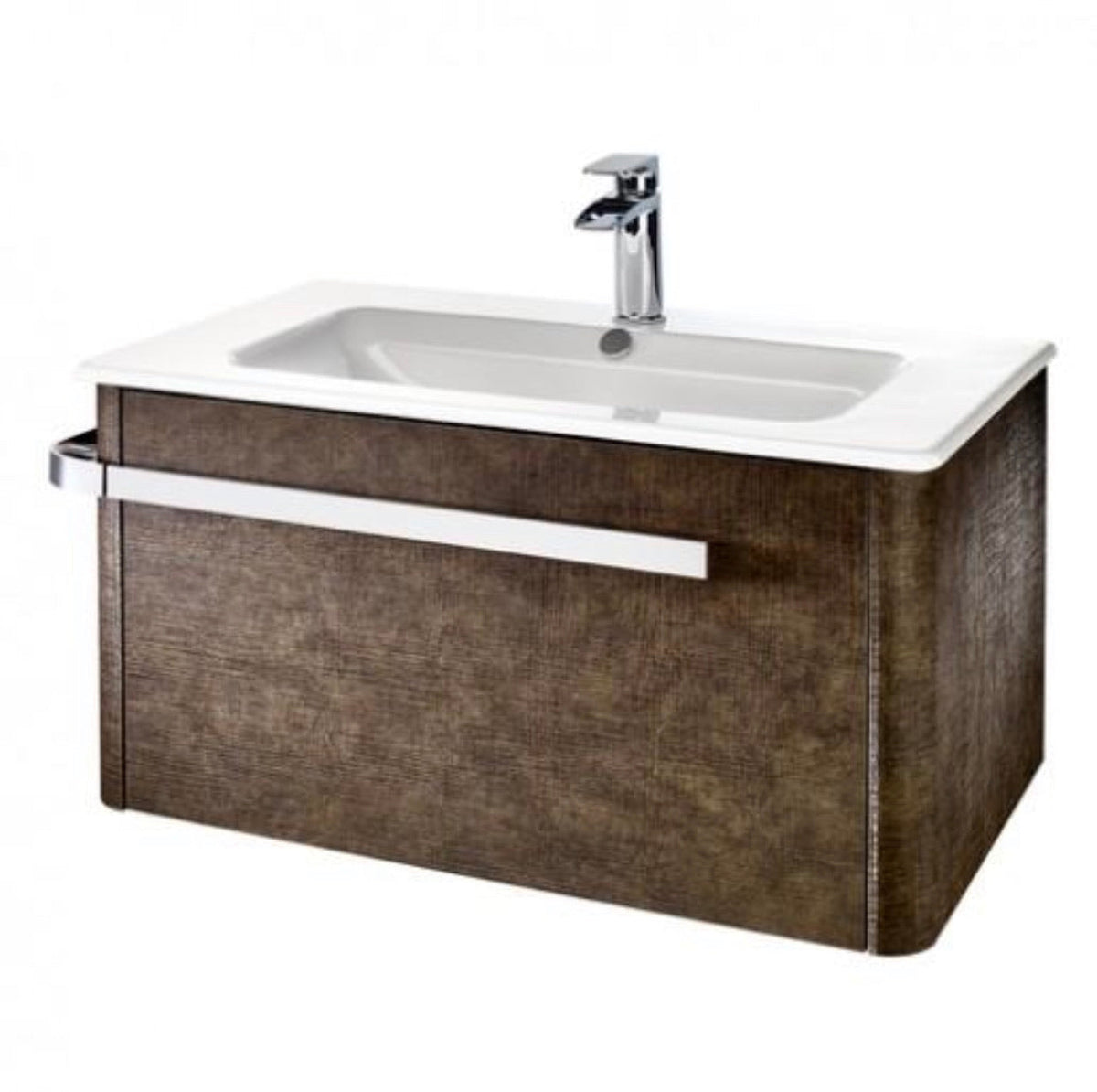 Linen Textured Rust Brown 800mm Wall Mounted Vanity Unit with Basin