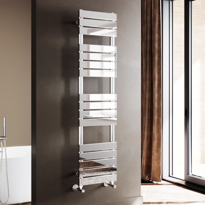 NILE 1600 x 400mm Modern Design Chrome Flat Panel Heated Towel Rails Radiators
