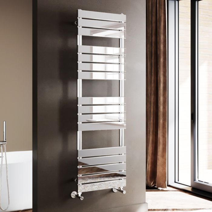 NILE 1600 x 500mm Modern Design Chrome Flat Panel Heated Towel Rails Radiators