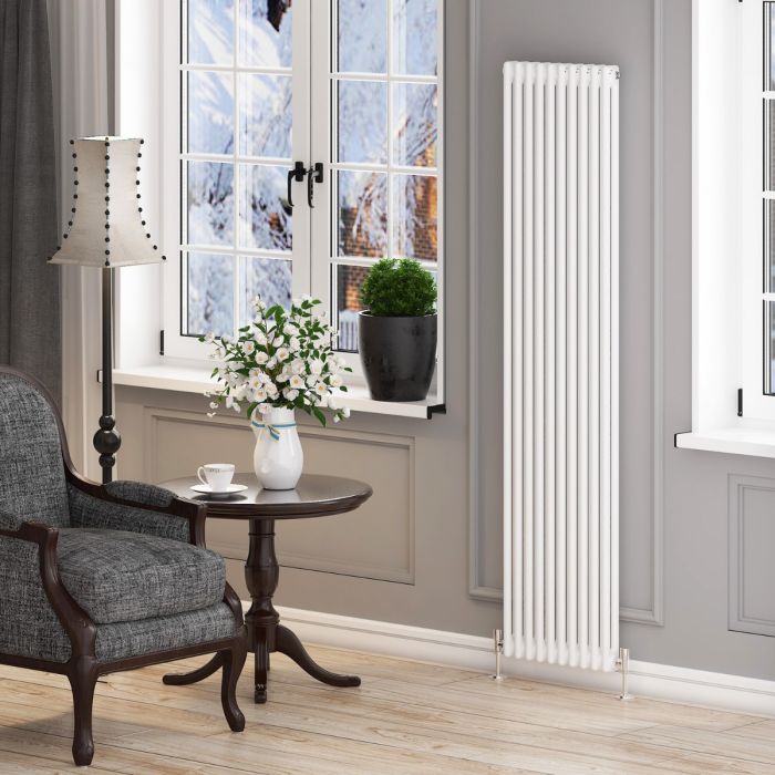 NILE 1800x465mm Vertical White Traditional Cast Iron Style 2 Column Radiator