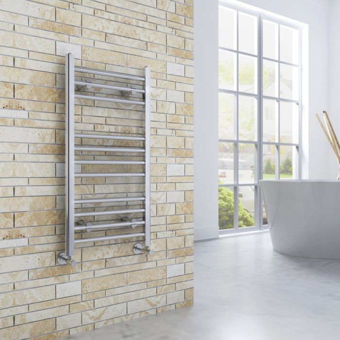 NILE 800x400mm Straight Chrome Heated Towel Rail Radiator Bathroom Central Heating