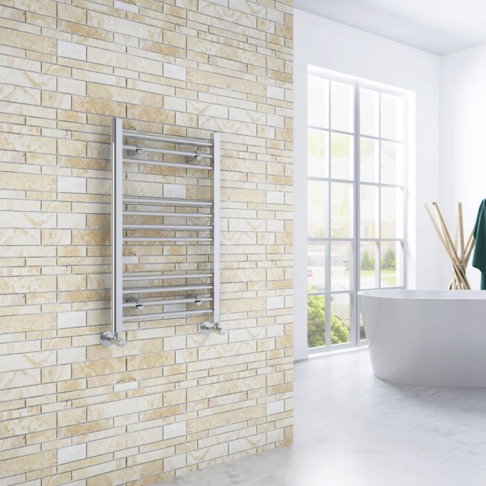 NILE 800x500mm Straight Chrome Bathroom Heated Towel Rail Radiator