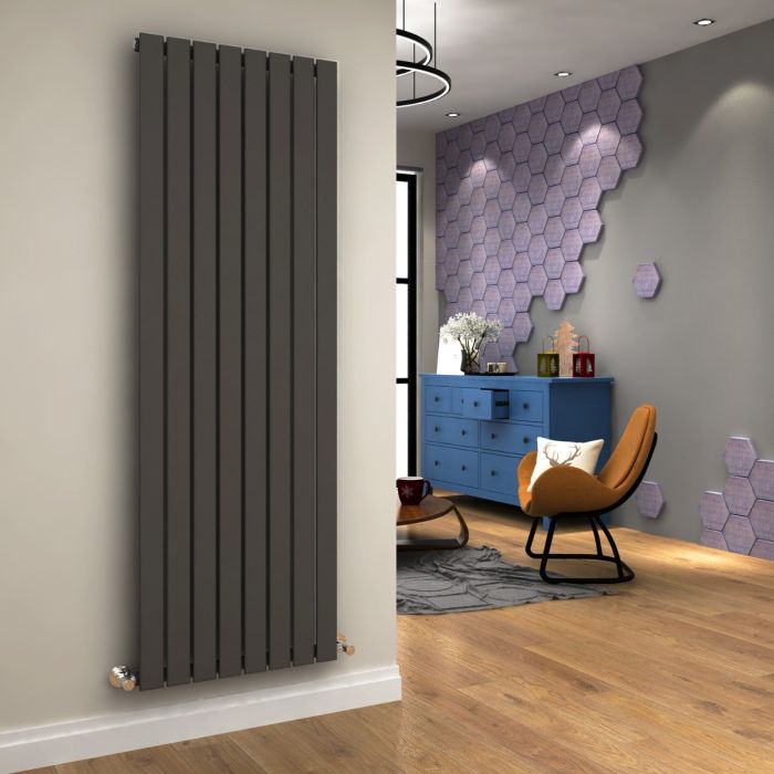 NILE 1800 x 608mm Vertical Column Designer Single Anthracite Flat Panel Radiator