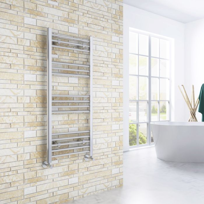 NILE 1200 x 500mm Designer Straight Chrome Bathroom Heated Towel Rail Radiator