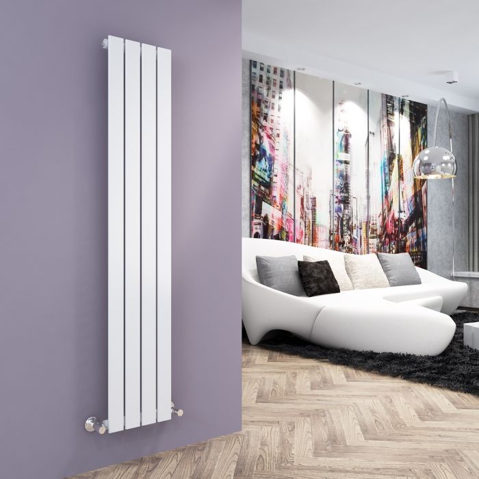 NILE 1600 x300mm Vertical Designer Single White Flat Panel Column Radiator