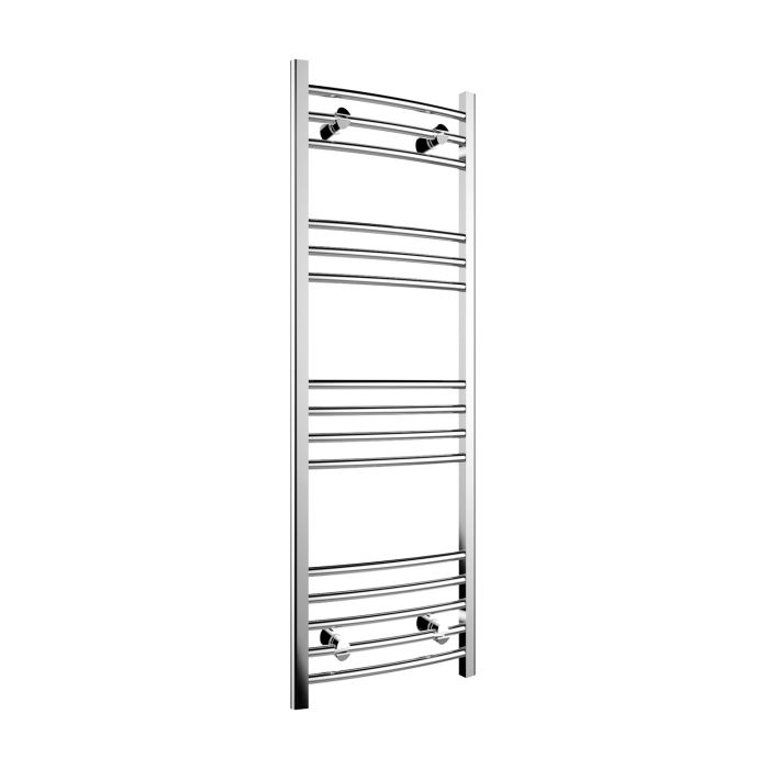 NILE  1200 x 400mm Curved Chrome Heated Bathroom Towel Ladder Radiator Rail
