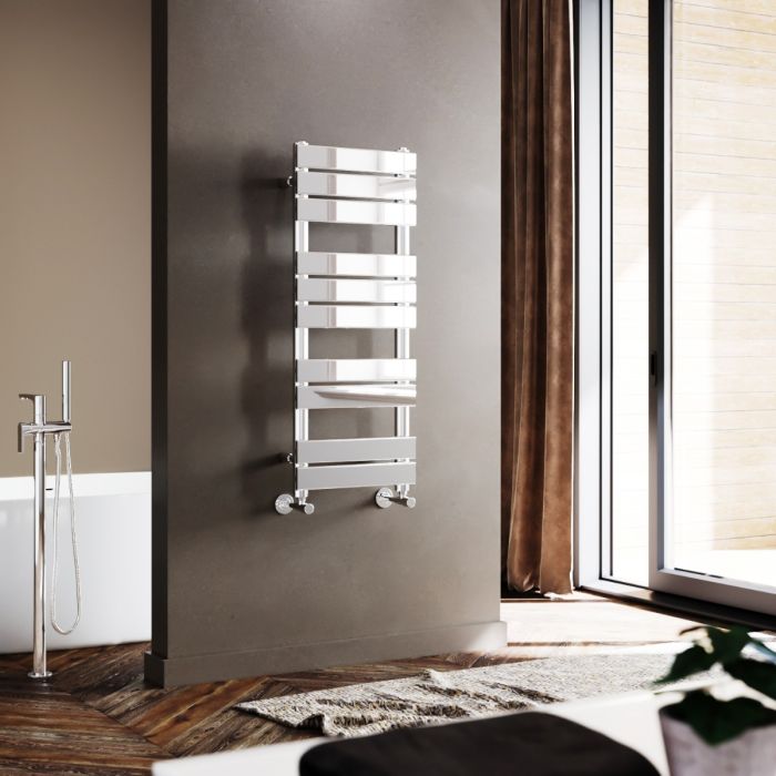 NILE 1000x400mm Chrome Heated Bathroom Flat Panel Towel Rail Radiator